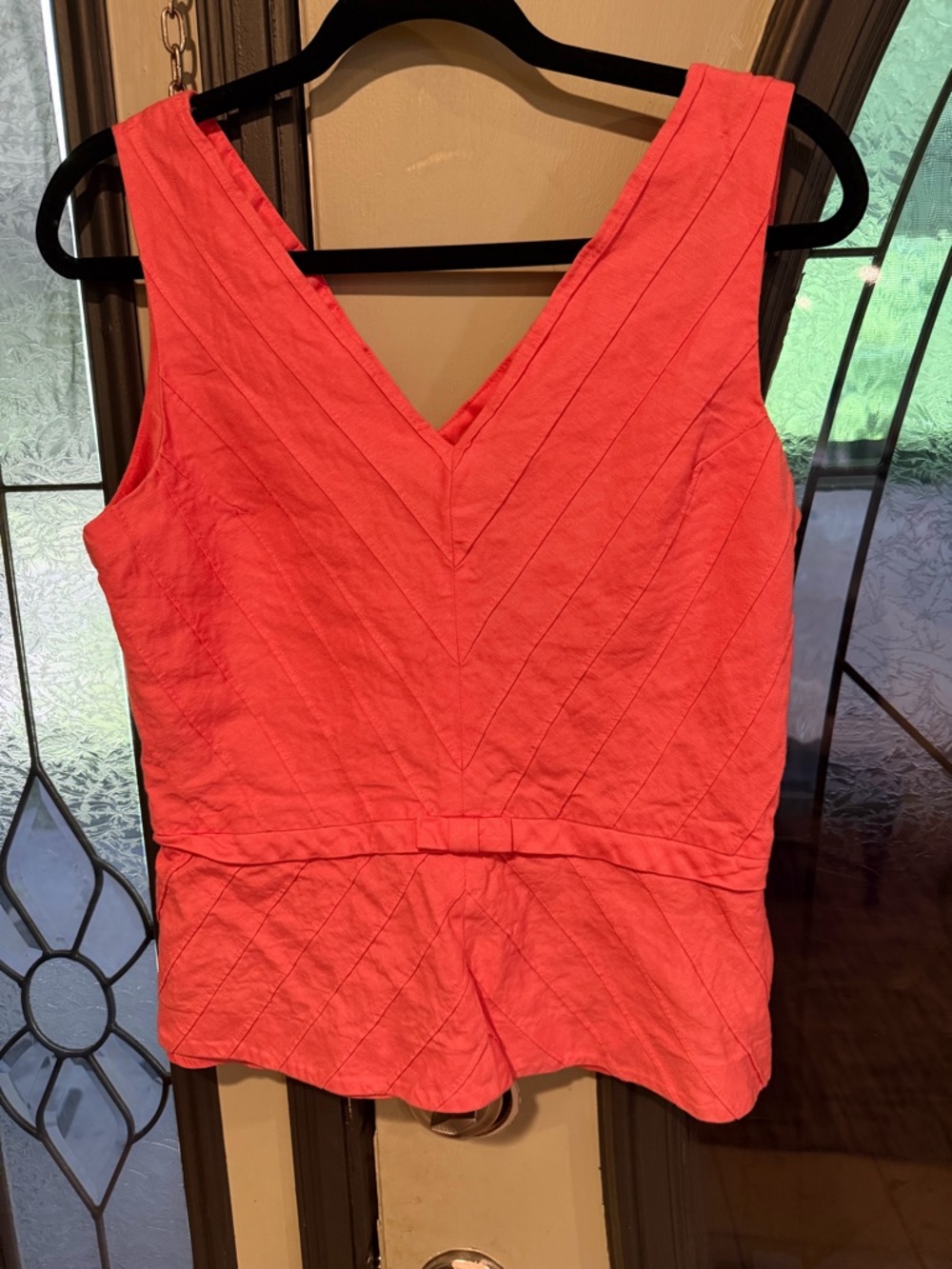 Positive Attitude Coral V-Neck Sleeveless Peplum Tank